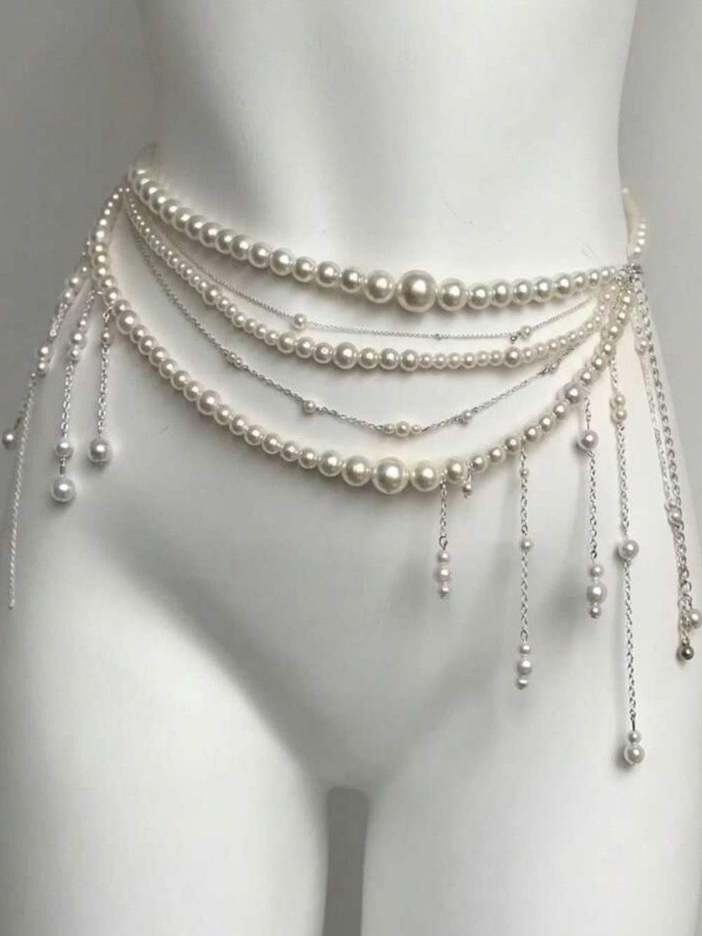 1pc French Style Elegant Luxury Multi-Layer Tassel Waist Chain Body Chain, Niche - Picture 4 of 4